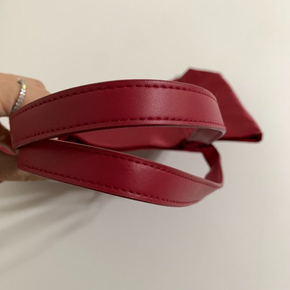 SHISEIDO Ginza Tokyo Fabric Shoulder Bag Red Faux Leather Handles Light Weight - Picture 4 of 14